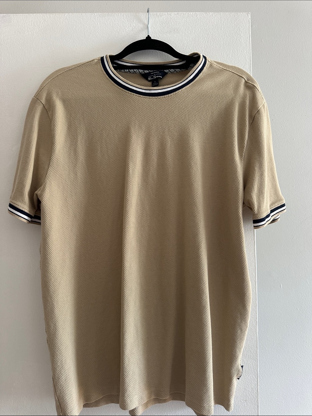 Ben Sherman Beige Short Sleeve Crewneck Tipped Collar Tee